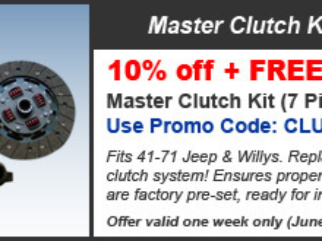 10% off Master Clutch Kit for Jeep &amp; Willys