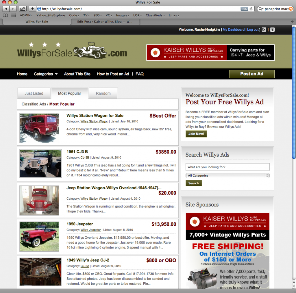 Willys For Sale - Willys Classified Ads