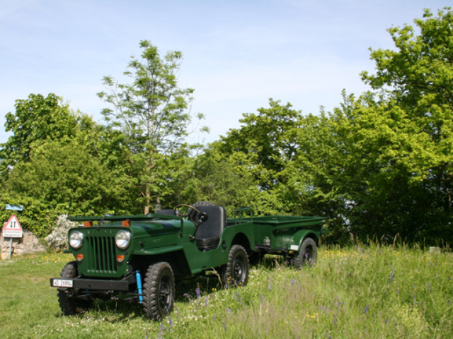 Denis Amiet's 1954 Willys CJ-3B and Trailer 1951