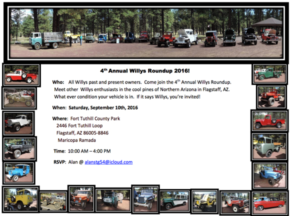 4th Annual Willys Roundup of Northern Arizona in Flagstaff, AZ September 10th